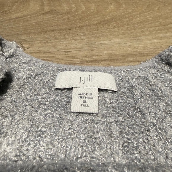 J.Jill Metallic Knit Sweater Womens XL Tall Silver Shimmer Sunburst SSW330293 - Picture 7 of 12